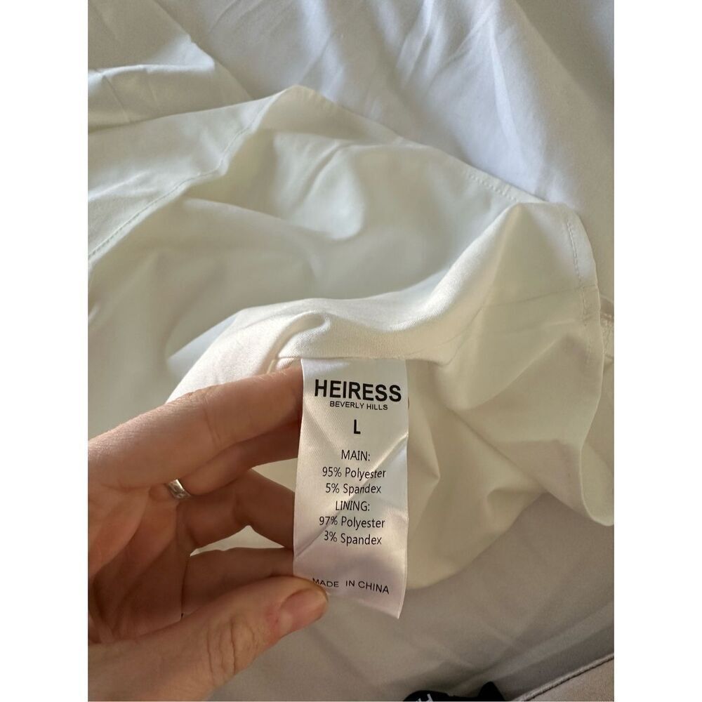 NWT Heiress Beverly Hills White Satin Corset Midi Dress Size Large - Picture 7 of 8